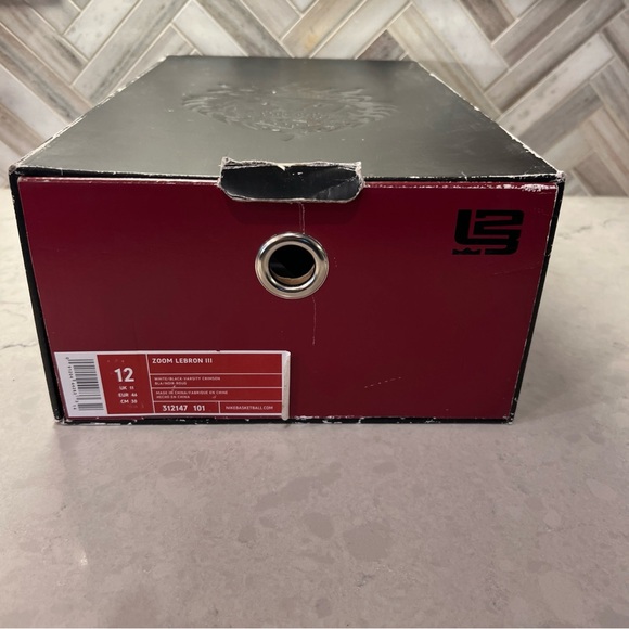 Nike Zoom LeBron III 312147-101 2005 White/Black/Crimson Red MVP Cavaliers - Picture 8 of 13